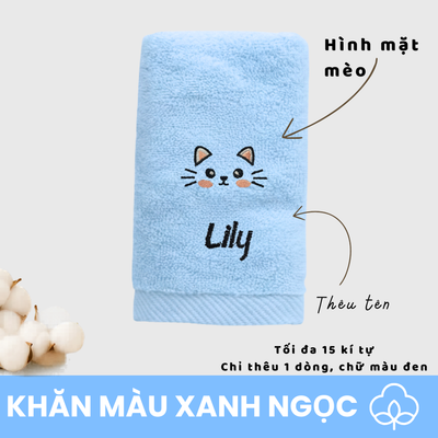Cat embroidered bath, face & hair towel